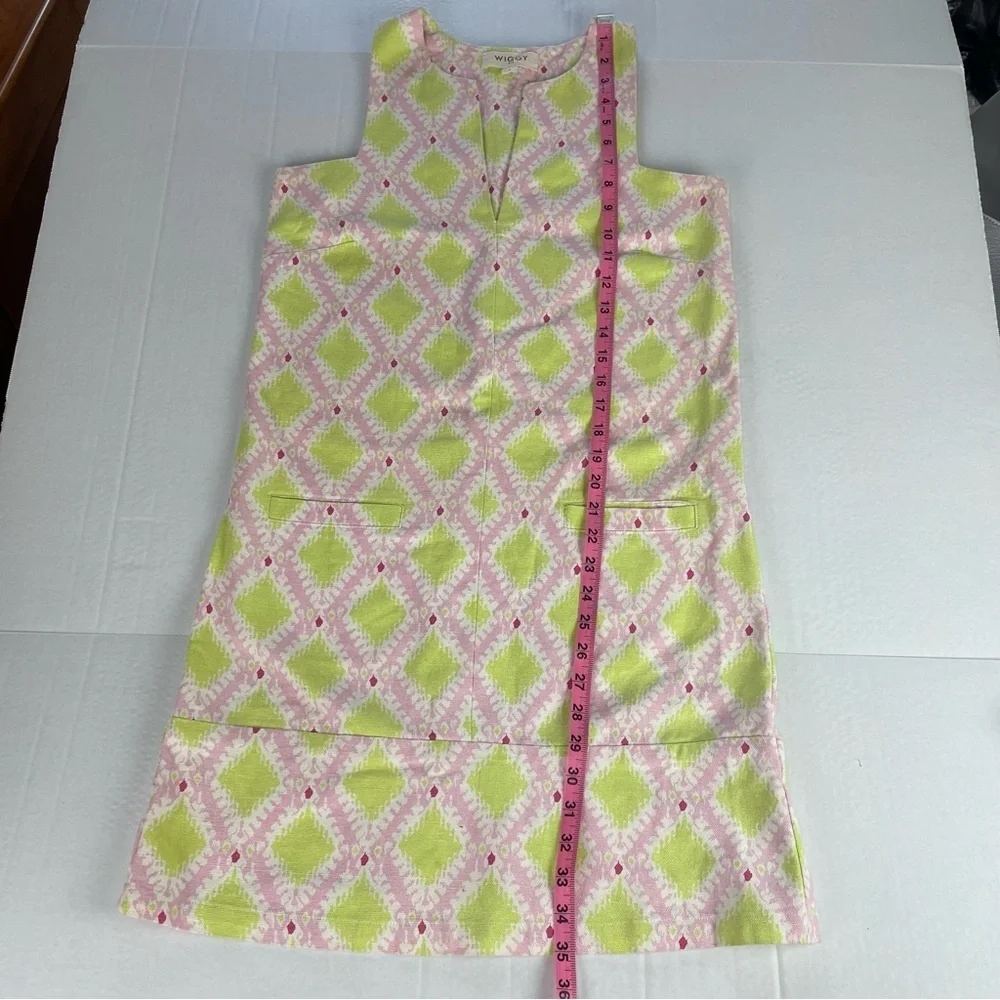 Wiggy Kit Pink Green Geometric‎ Mini Dress Sleeveless Size Small